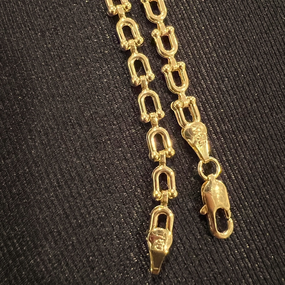 Gold Flat Link Necklace - image 3